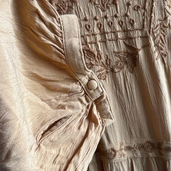 Old Navy Mustard Yellow Long Sleeve Embroidered Tiered Dress - Picture 4 of 8